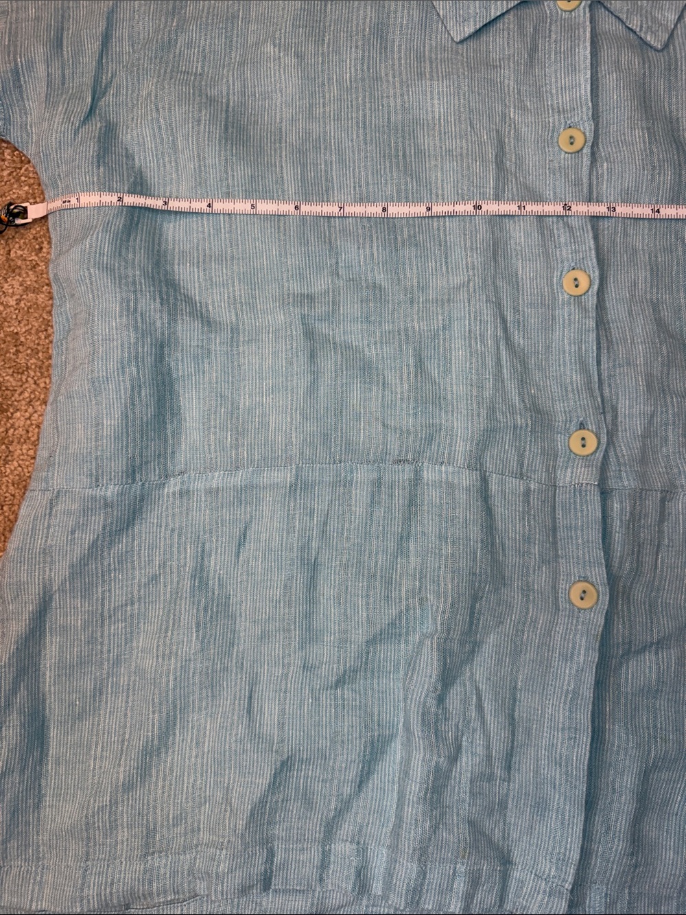 Flax Light Blue 100% Linen Button-Front Oversized Boxy Top Size Medium - Picture 8 of 10